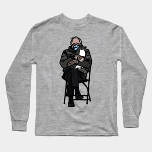 Bernie Sanders Mittens Holding a Penguin Long Sleeve T-Shirt